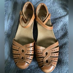 Clarks, closed toe wedge, size 6